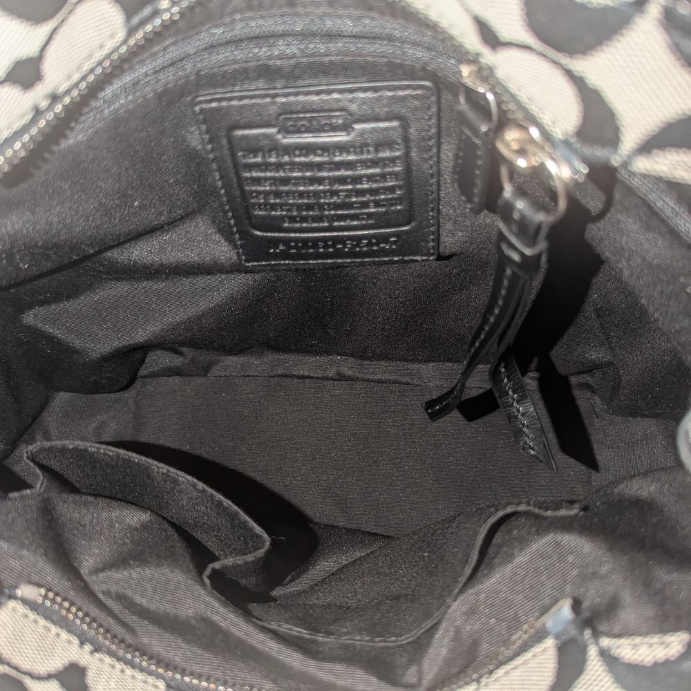 Coach Black and Gray Shoulder Bag with Signature Pattern - Picture 10 of 12